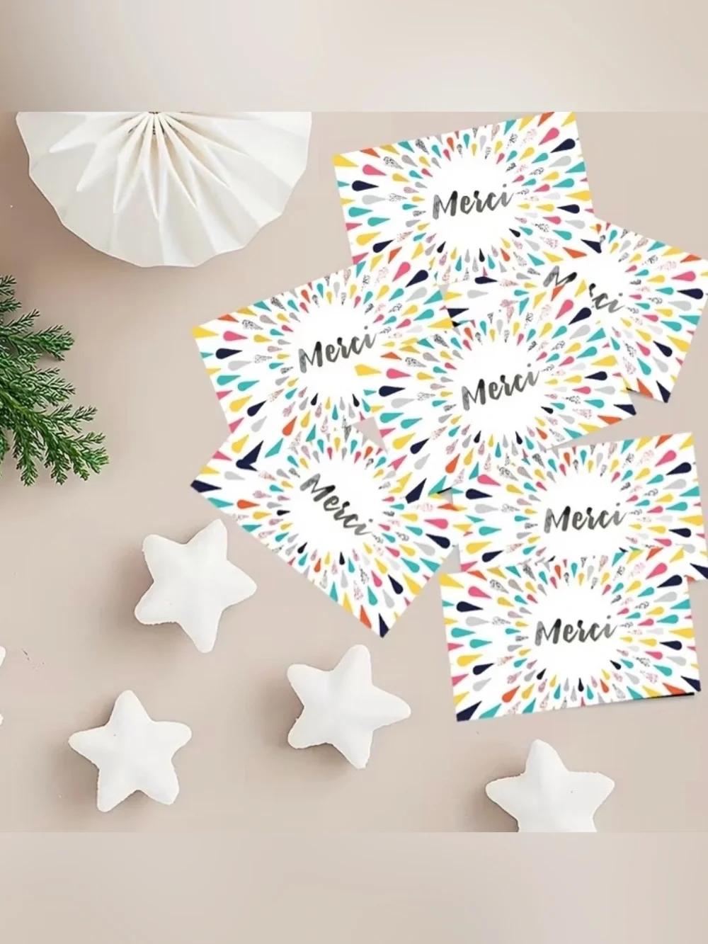 Merci Multicolor Thank You Cards - Pack of 50